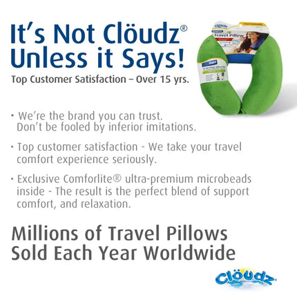 Cloudz Microbead Travel Neck Pillow - Black