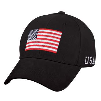 USA Flag Low Profile Cap - Black