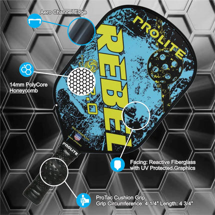 Rebel PowerSpin 2.0 Paddle - Aqua/Yellow