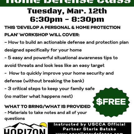 USCCA Develop a Personal & Home Protection Plan Workshop with Starla Batzko