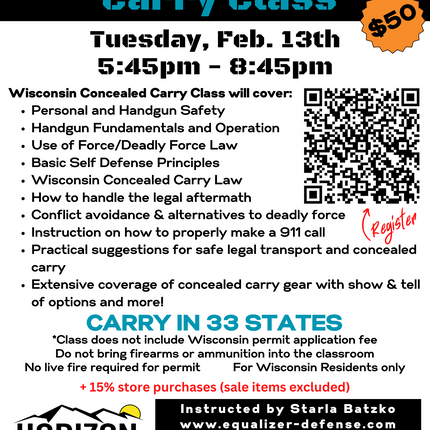WI Concealed Carry Class (CCW) with Starla Batzko