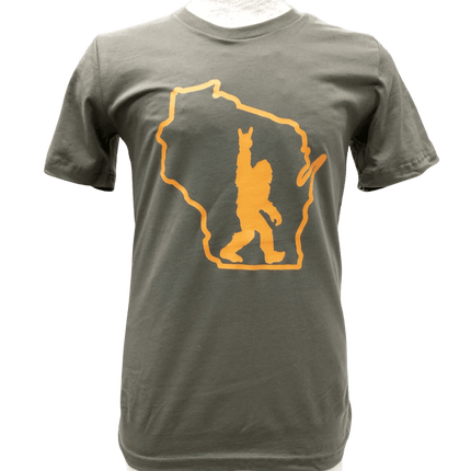 Wisconsin Sasquatch T-Shirt - Army Green & Orange