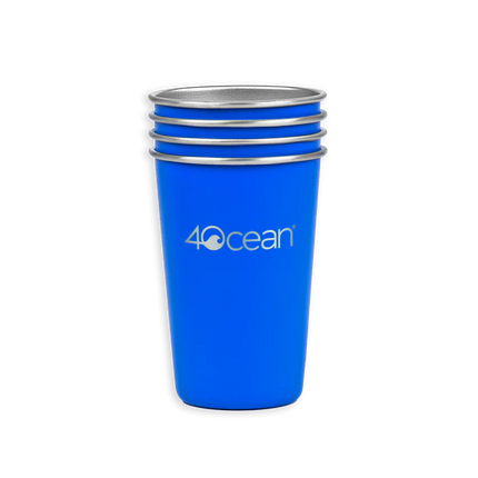 4Ocean Reusable Stainless Steel Cups-4pk Blue