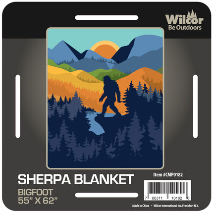 Bigfoot Scene Sherpa Blanket 50"x60''