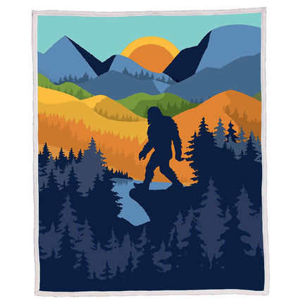 Bigfoot Scene Sherpa Blanket 50"x60''