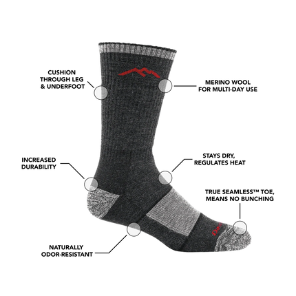 Men's Hiker Boot Midweight Hiking Sock - Charcoal