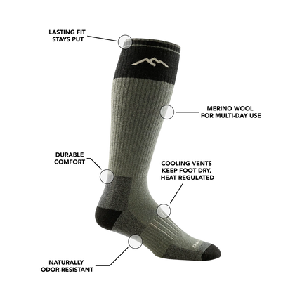 Hunter Over-the-Calf Heavyweight Hunting Sock w/ Full Cushion - Forest