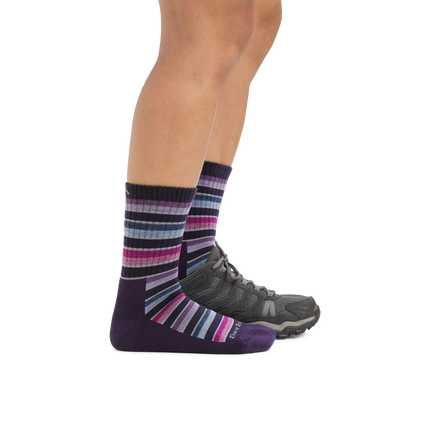 Women's Decade Stripe Micro Crew Midweight Hiking Sock - Blackberry